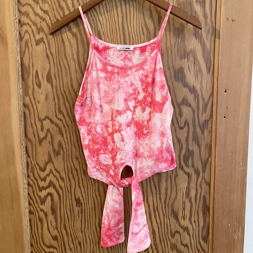 Fashion Nova Pink Tie-Dye Tank Top
